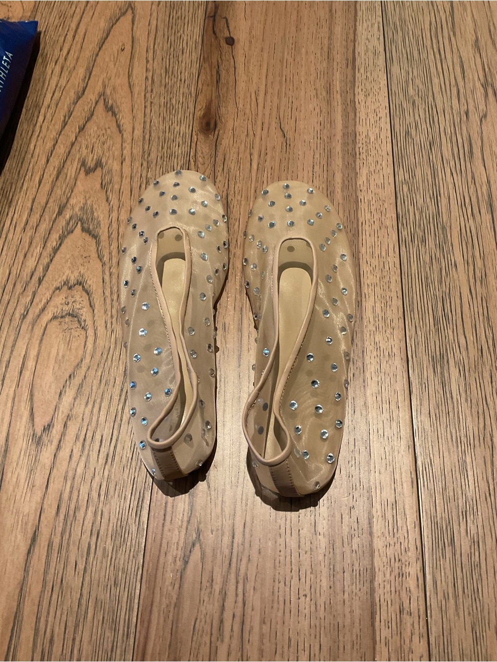 Tony Bianco Nude Ballet Flats with Rhinestones